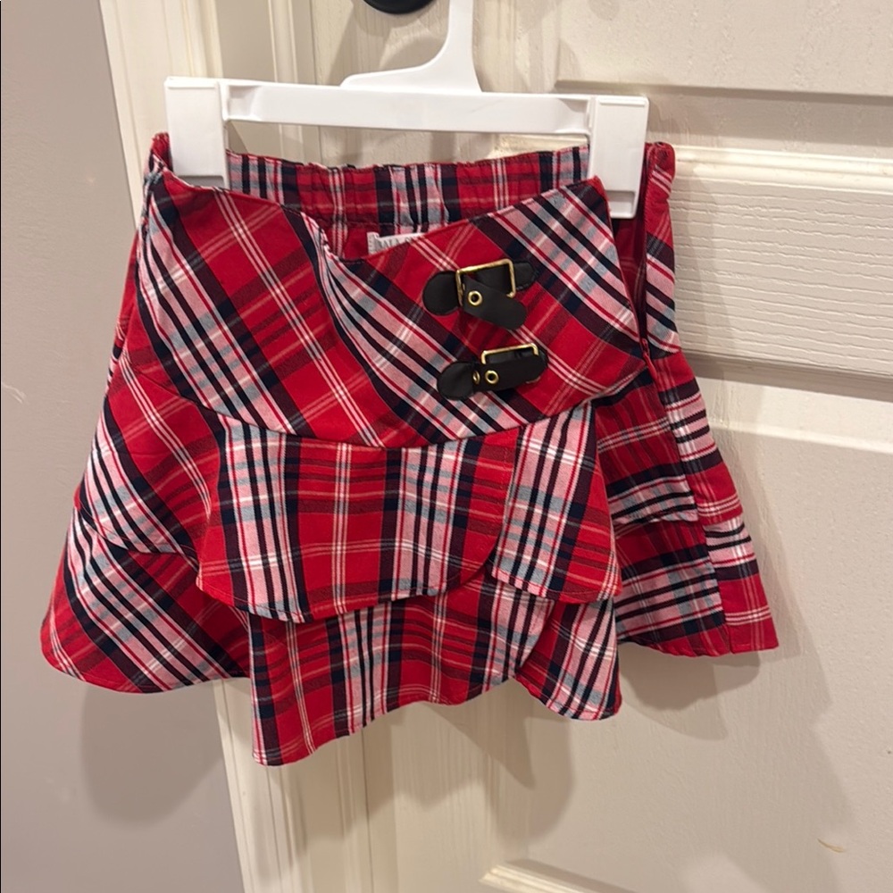 Girls Plaid Red Skirt
